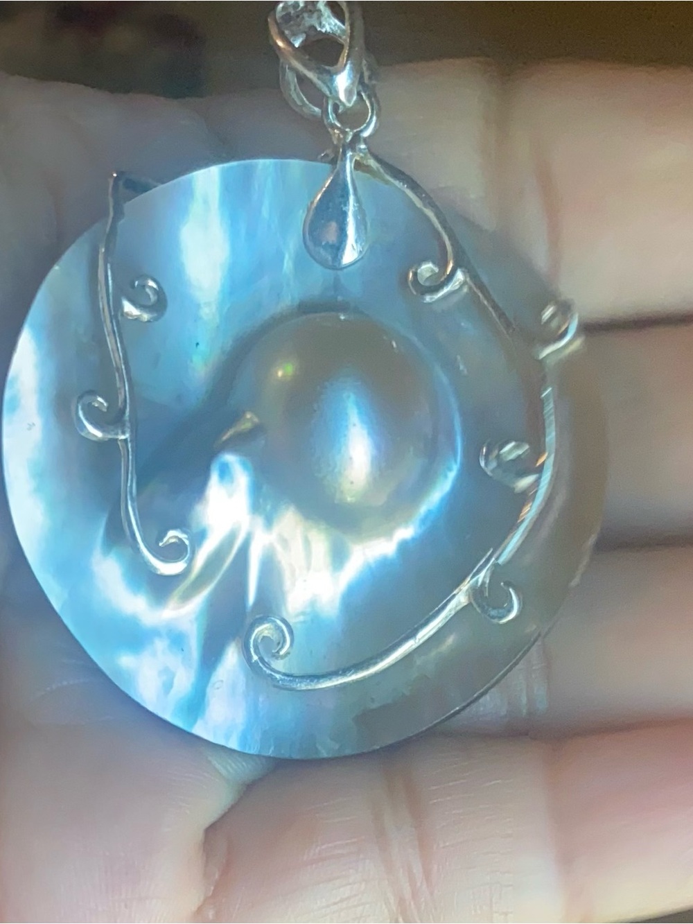 Silver 925 cultured blistered pearl (pendant only) 4cm